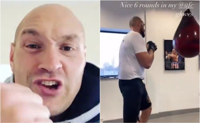 Ο Tyson Fury σε προπόνηση με λεπτά γάντια